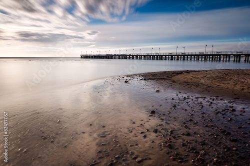 Beautiful pier in Gdynia, poland. Long exposure photo.