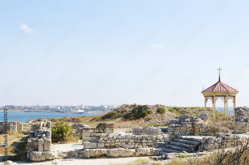 Chersonese, ruins of baptistery with rotunda. 