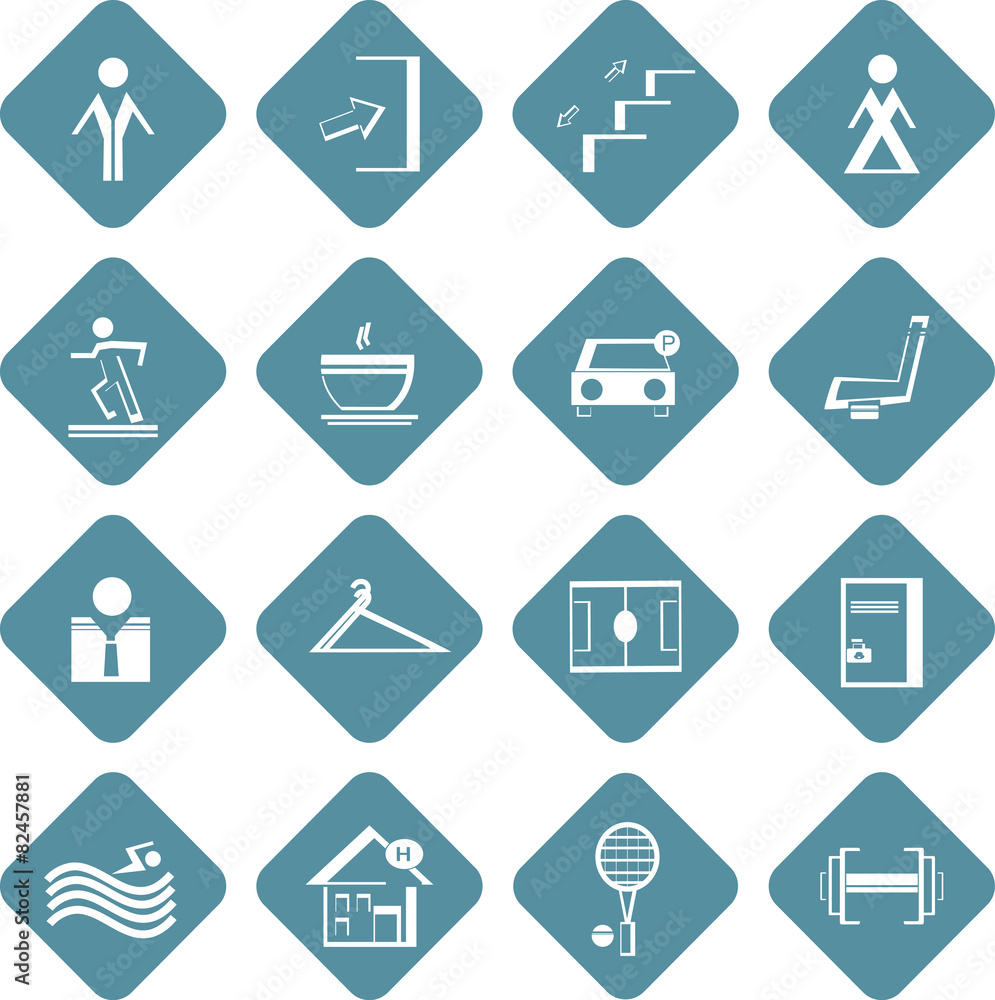 set of flat information symbols of sport center set of flat information symbols of sport center