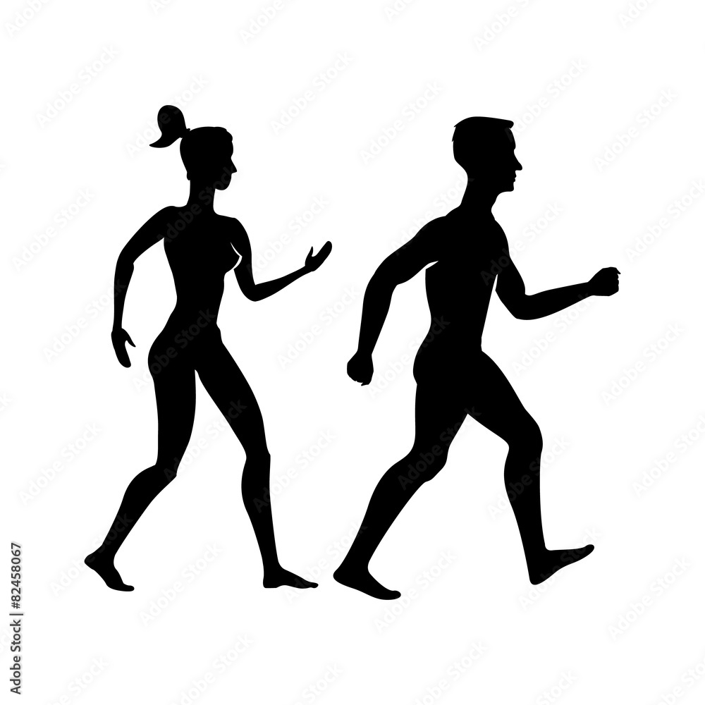 Collection of silhouettes man and woman. Vector