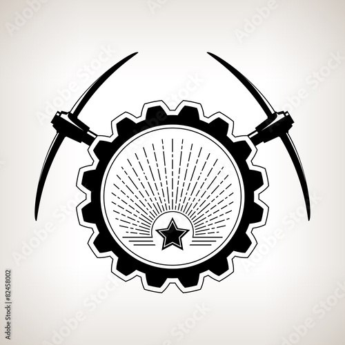 Vintage emblem of the mining industry