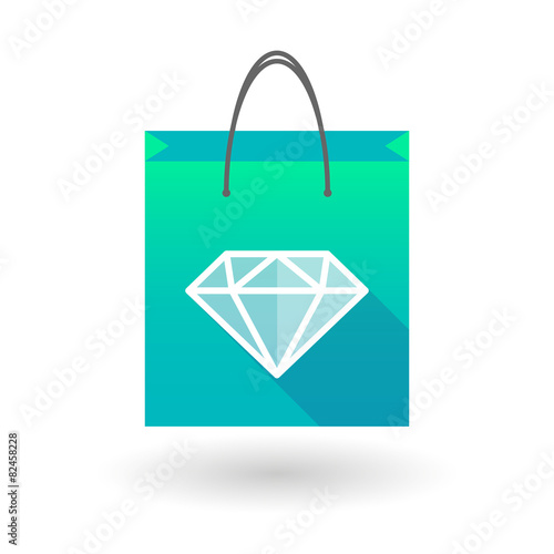 Blue shopping bag icon with a diamond