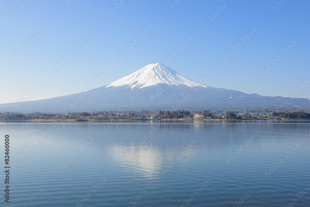 Mount Fuji reflected in Lake Kawaguchi