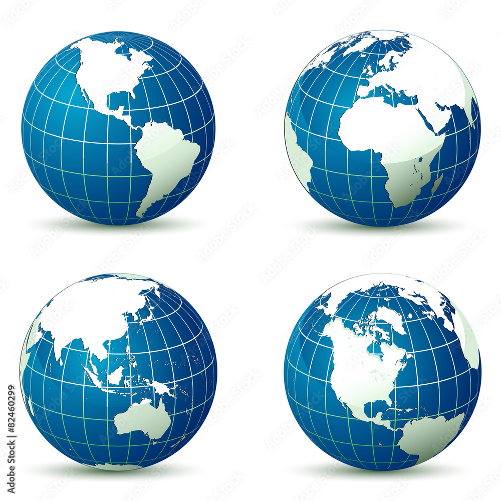 Earth from different angles vector illustration
