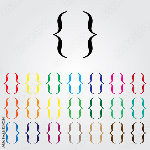 Set of curly colored bracket icons Vector illustration