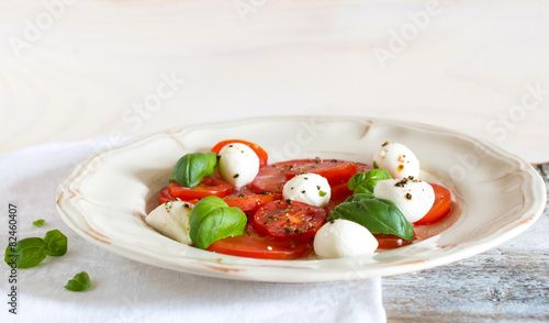 Caprese salad with baby mozzarella