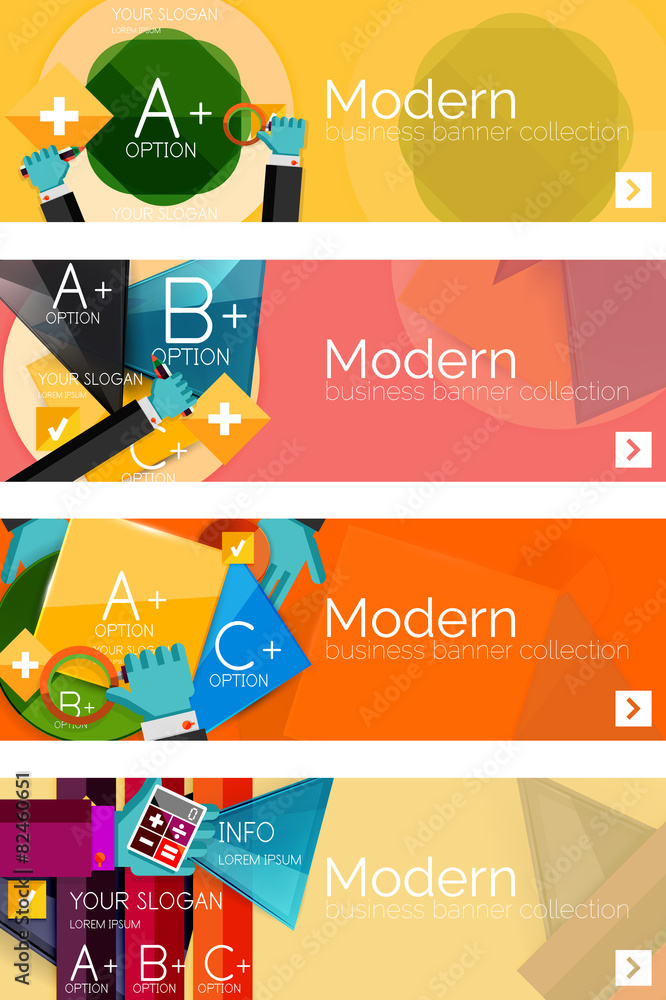 Naklejka premium Collection of flat web infographic concepts and banners, various