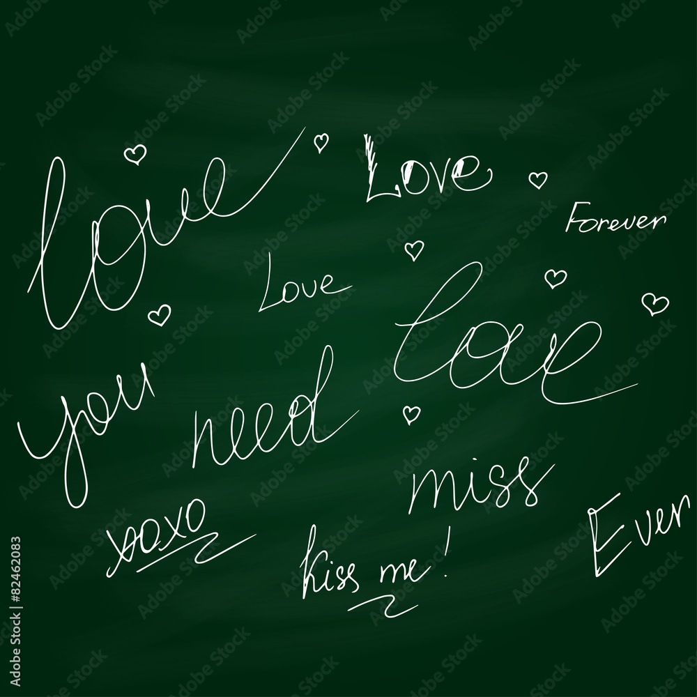 Chalkboard doodle hand drawn graphic set of love Chalkboard doodle hand drawn graphic set of love