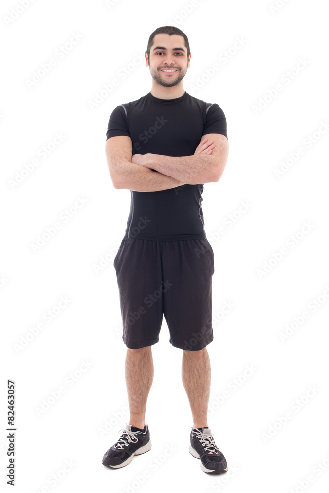 handsome bearded arabic sportsman isolated on white handsome bearded arabic sportsman isolated on white