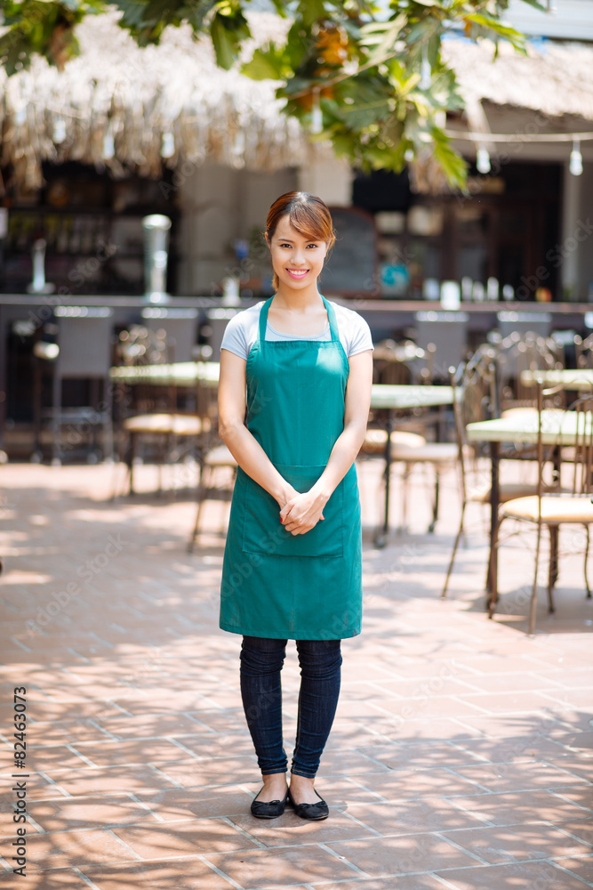 Waitress of outdoor cafe