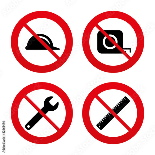 Construction helmet and ruler, roulette icons.
