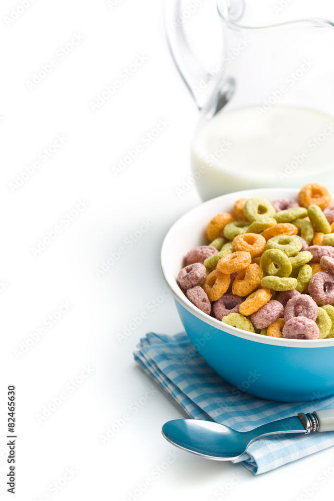 colorful cereal rings with milk colorful cereal rings with milk