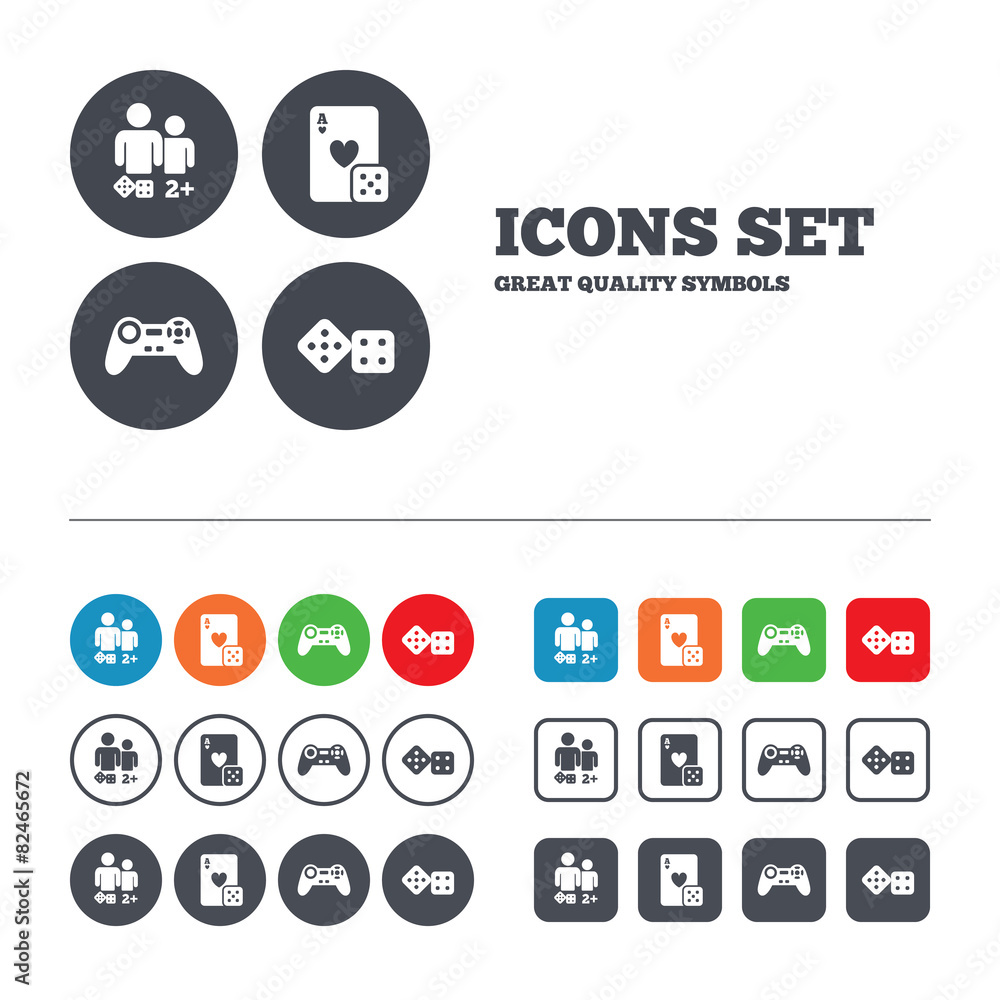Gamer icons. Board games players. Gamer icons. Board games players.