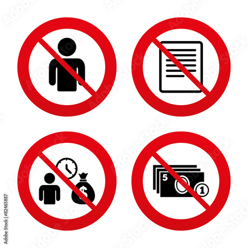 Bank loans icons. Fill document and get money.