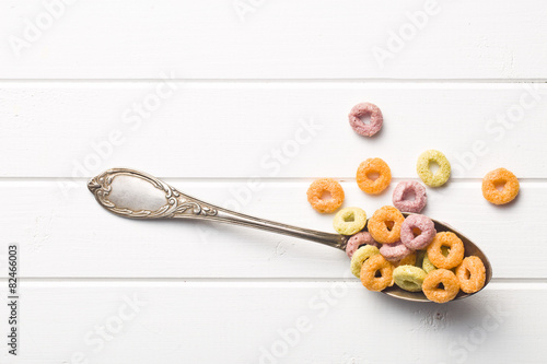 colorful cereal rings in spoon