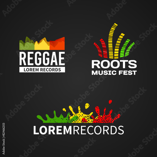 Set of reggae music equalizer logo emblem vector on dark