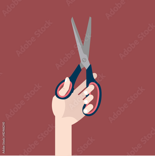 scissors in hand flat illustration