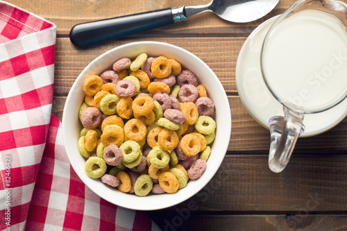 colorful cereal rings in bowl