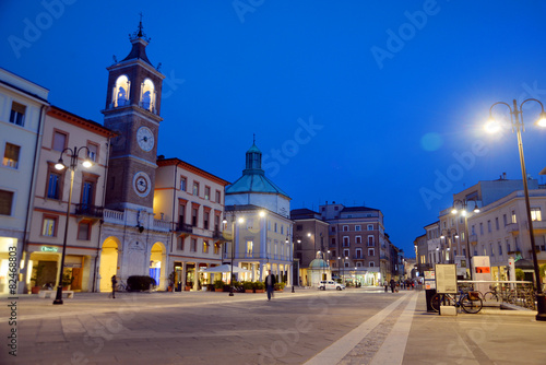 Town center of Rimini, Italy, at night