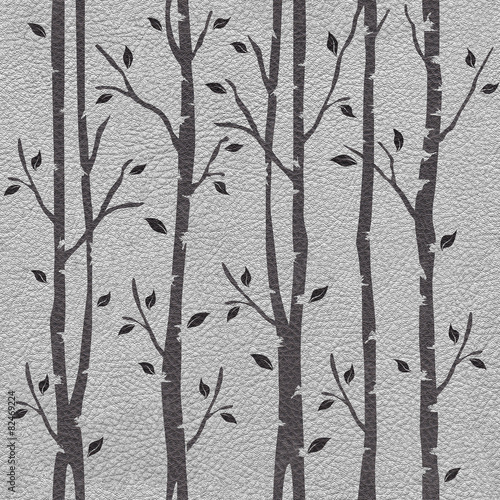 Decorative trees on seamless background - leather texture © trompinex