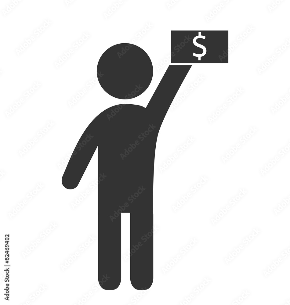 Business finance icon with dollar banknote isolated on white bac Business finance icon with dollar banknote isolated on white bac
