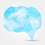 Abstract blue geometric speech bubble with triangular polygons
