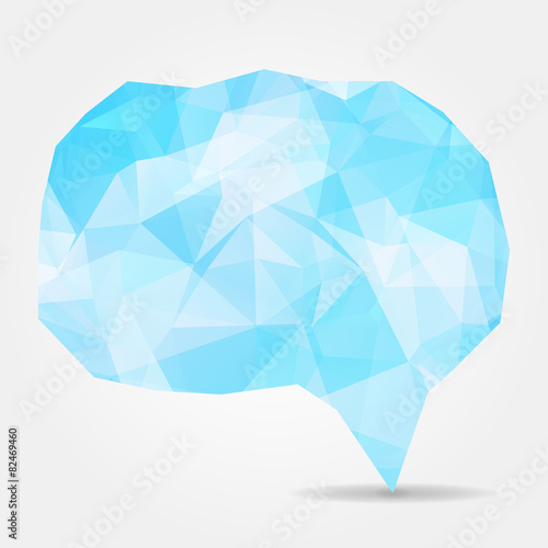 Abstract blue geometric speech bubble with triangular polygons