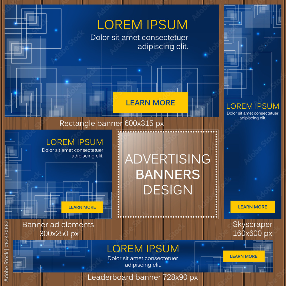Advertising banners in different sizes for your web - obrazy, fototapety, plakaty 