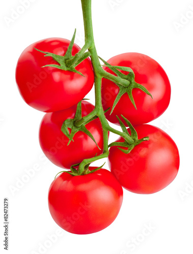 Bunch red fresh Tomatoes isolated on white background