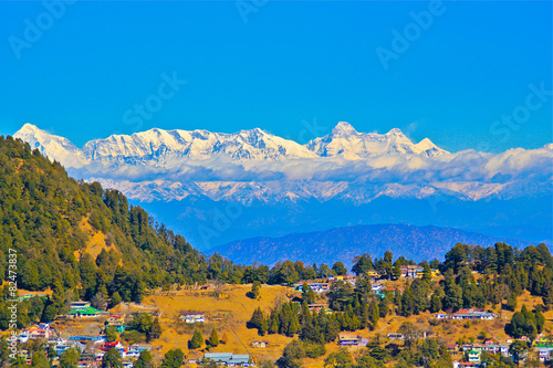 View of the Himalayas from Tiffin top, Nainital photo