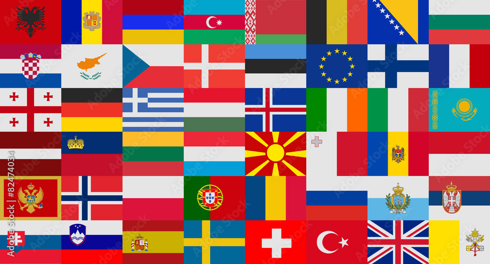 flag of europe states vector set flag of europe states vector set