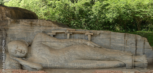Fotografia Polonnaruwa ruin, Buddha sculpture at Gal Vihara, Sri Lanka