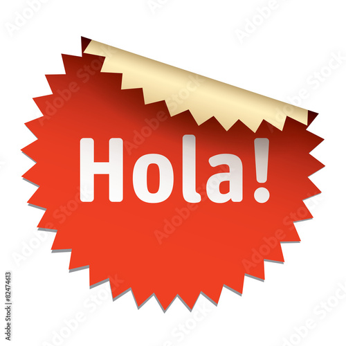 Color vector sticker. Hola - spanish text