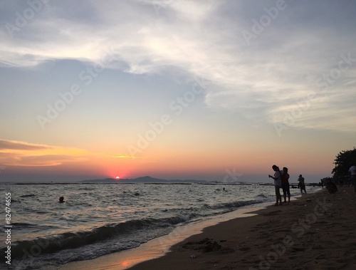 chilling on the beach.