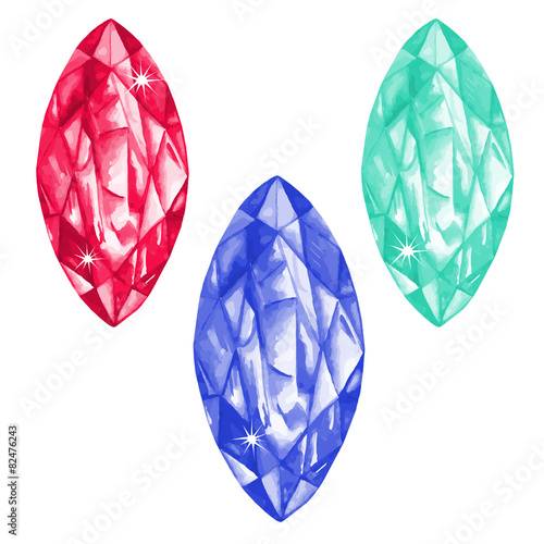Marquis cut watercolour gems set