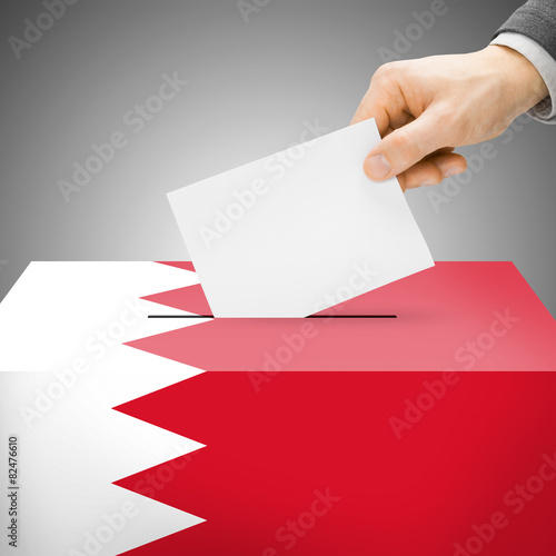 Ballot box painted into national flag - Bahrain