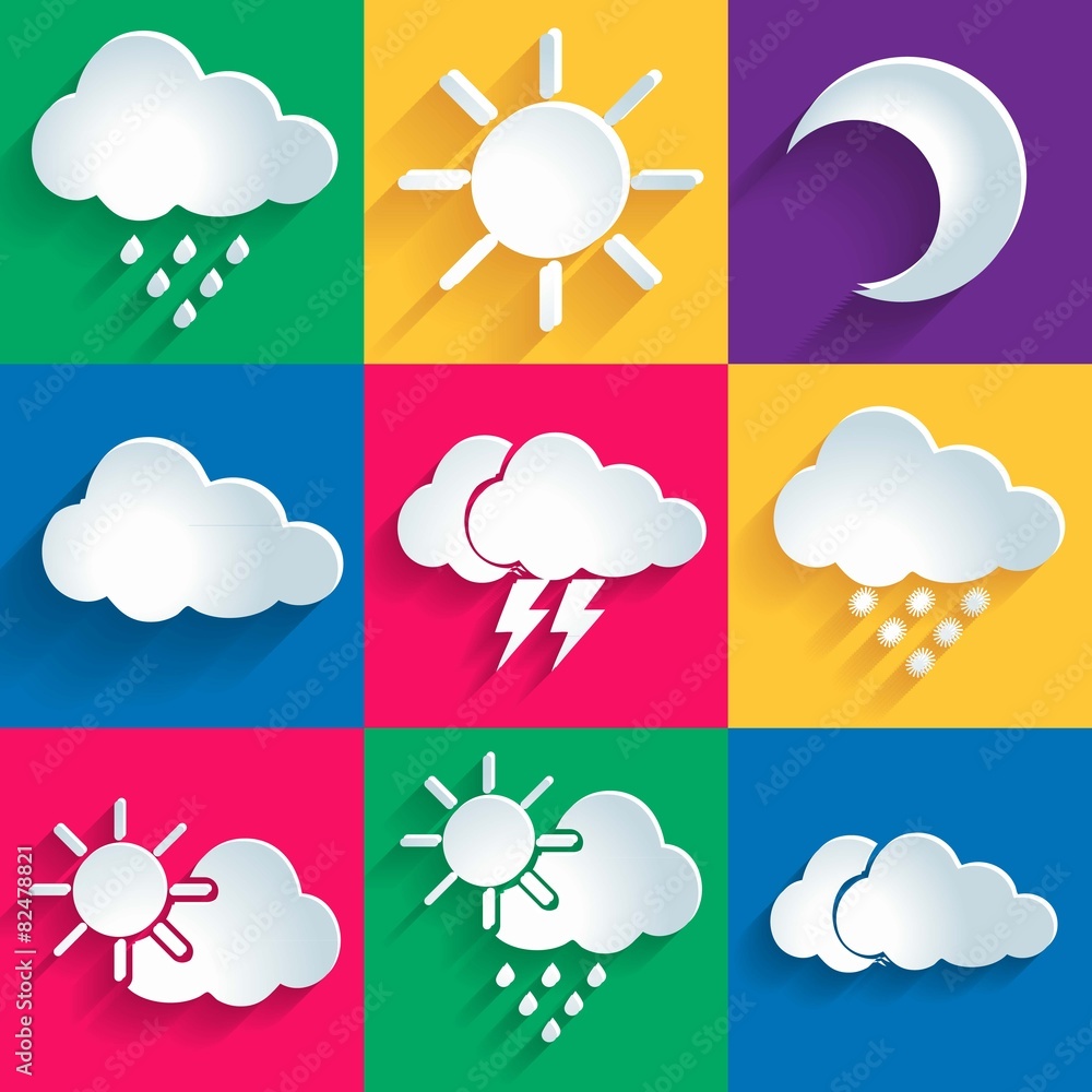 Set of 9 high quality vector weather icons Set of 9 high quality vector weather icons