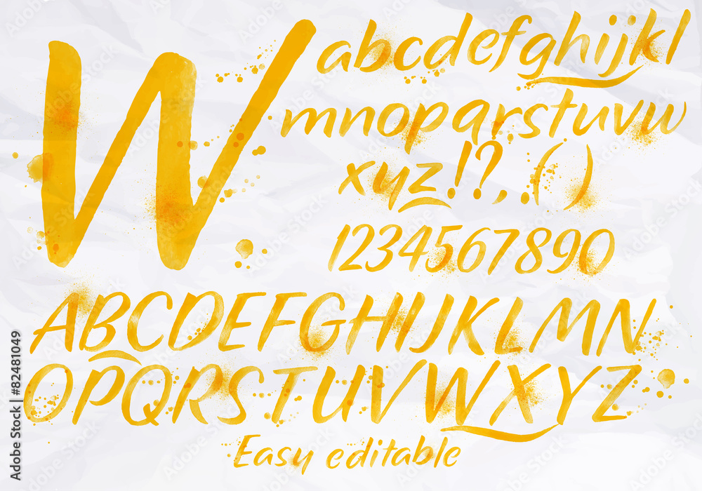 Modern alphabet orange color.