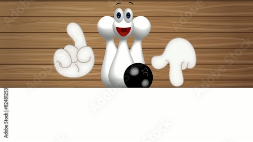 Funny cone pin with bowling ball cartoon comic illustration photo