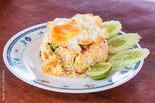 Fried rice with fried egg in Thai style
