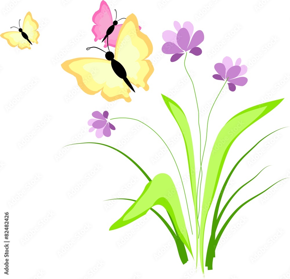 Naklejka premium Flower with butterflies