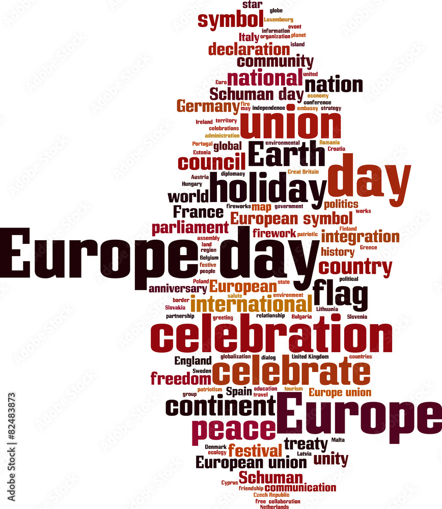 Europe day word cloud concept. Vector illustration Europe day word cloud concept. Vector illustration