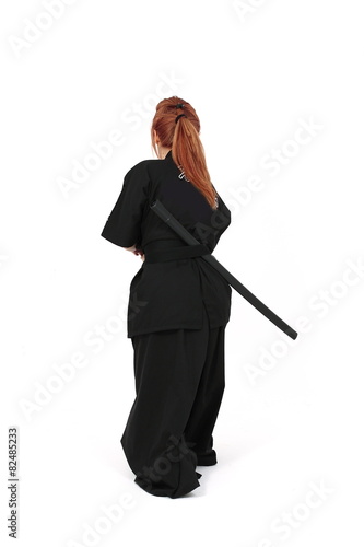 Woman training Haidong Gumdo, a martial art, Kendo form