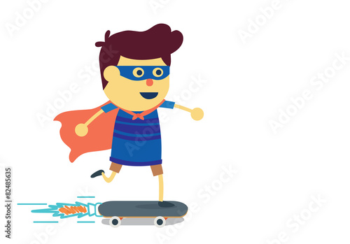 Hero boy moving very fast with power booster in imagine
