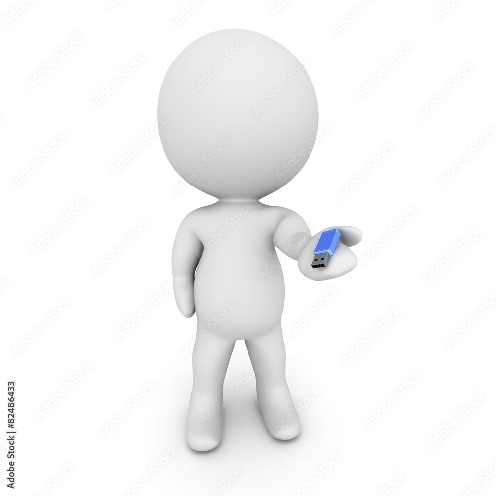 3D Character Holding Small USB Stick 3D Character Holding Small USB Stick