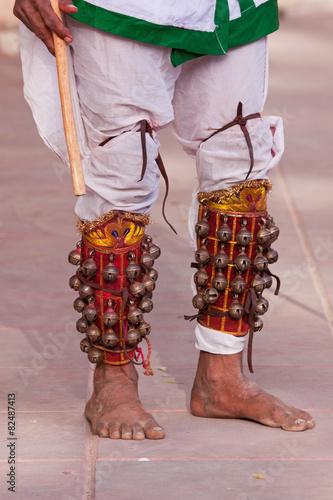 Dancer wearing classical leg bells (ghungroos)