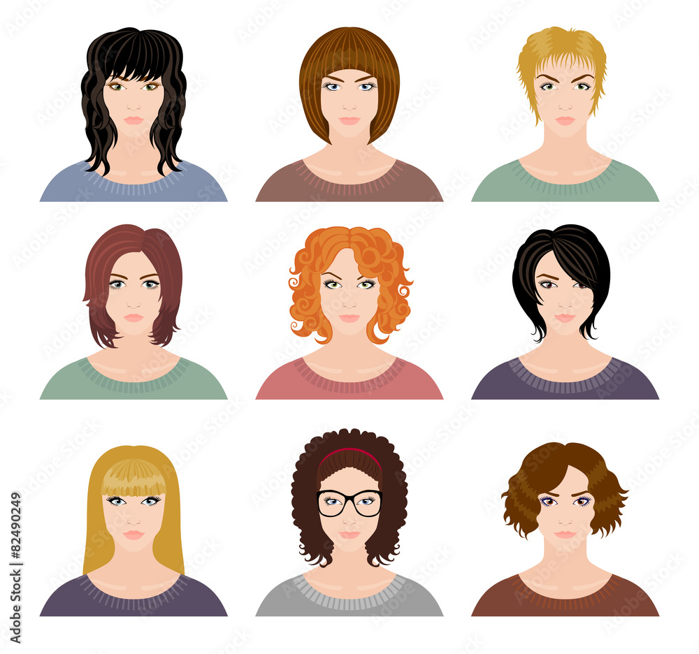 Nine avatars of pretty girls Nine avatars of pretty girls