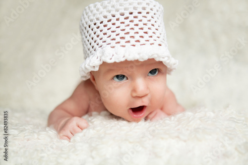 Portrait of cute newborn girl