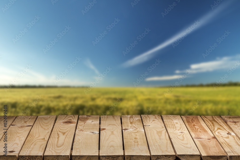 Wooden. Wooden table. Spring design with pine forest and empty Wooden. Wooden table. Spring design with pine forest and empty