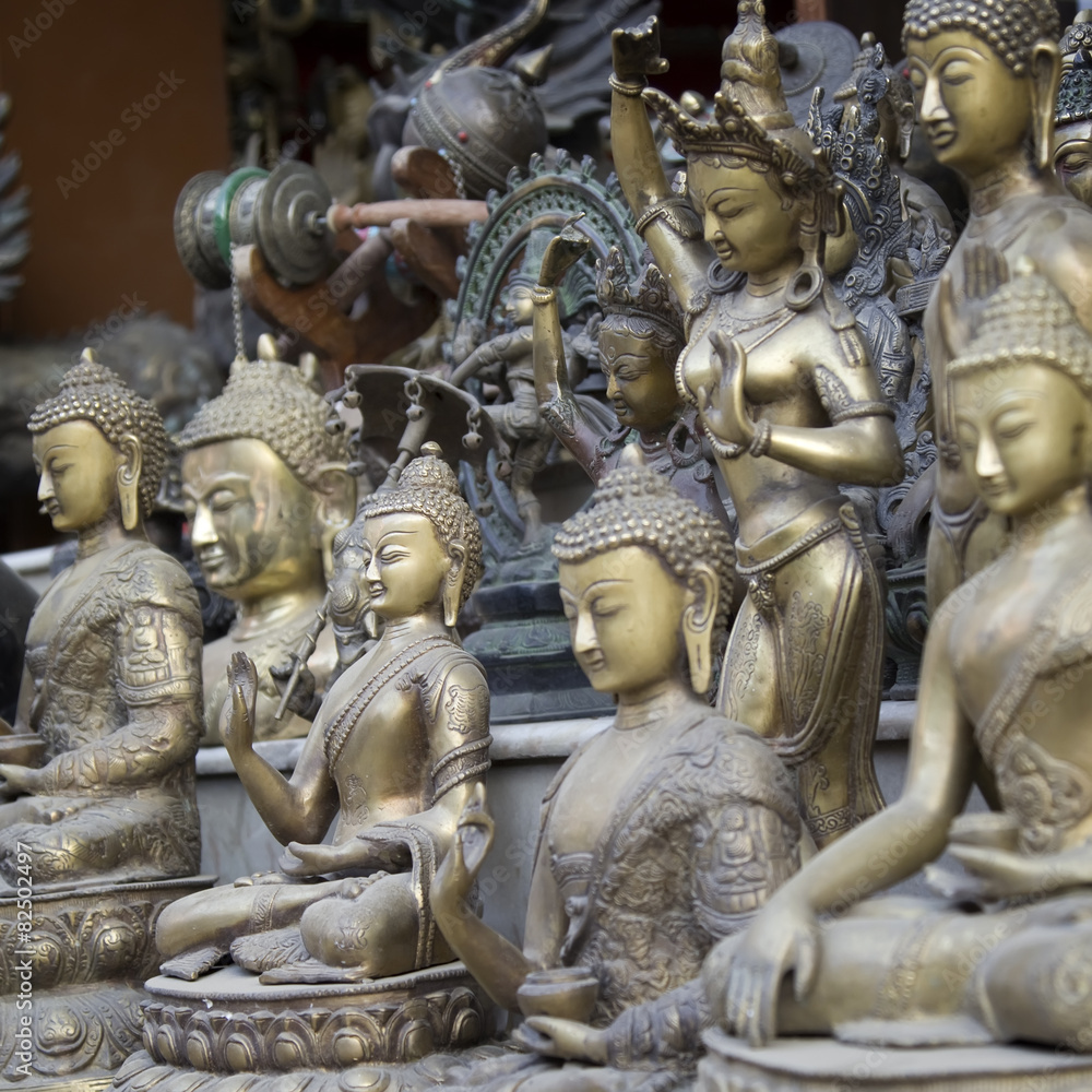 Statues of Buddha at the market in Kathmandu, Nepal
